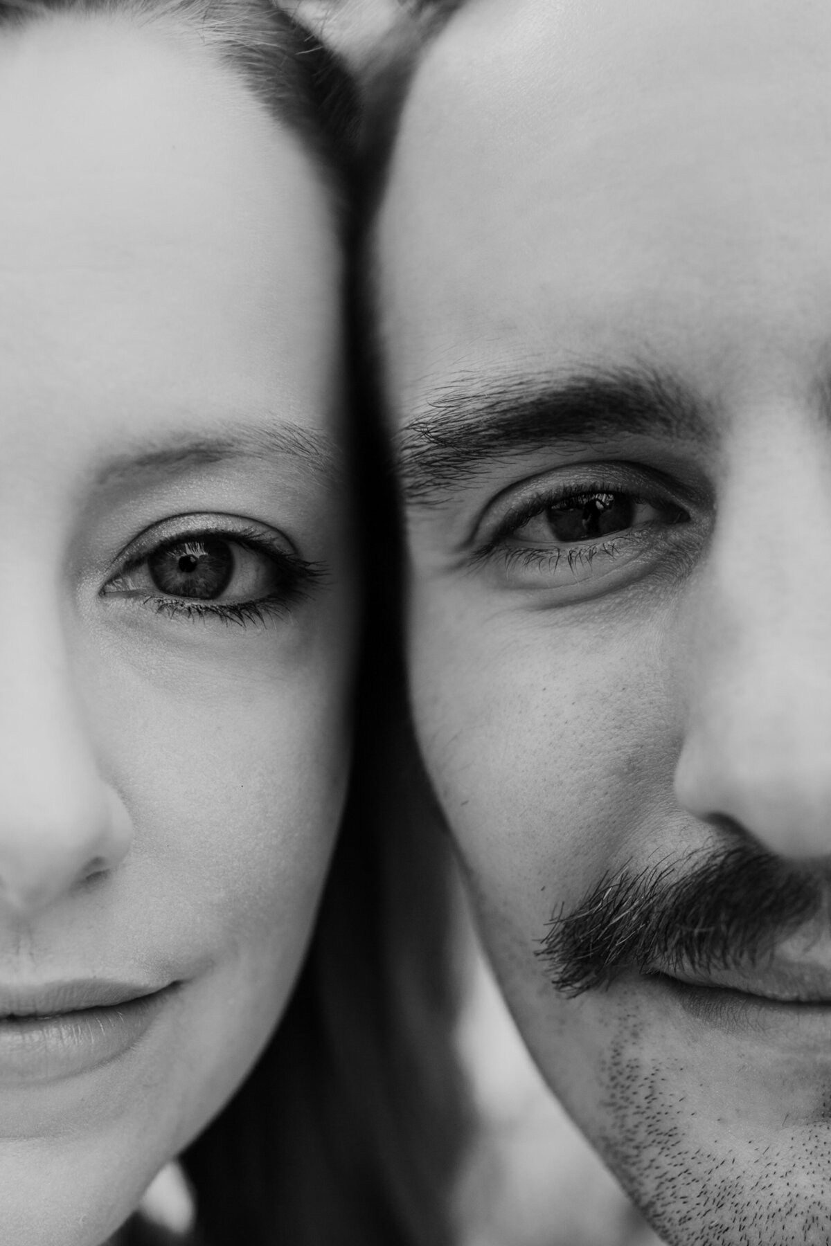 A black & white close up of a bride and groom captured by Fort Worth wedding photographer, Megan Christine Studio