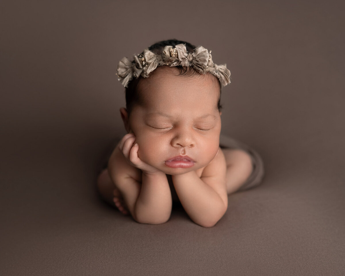 Newborn baby girl floral crown Cedar Park professional photographer