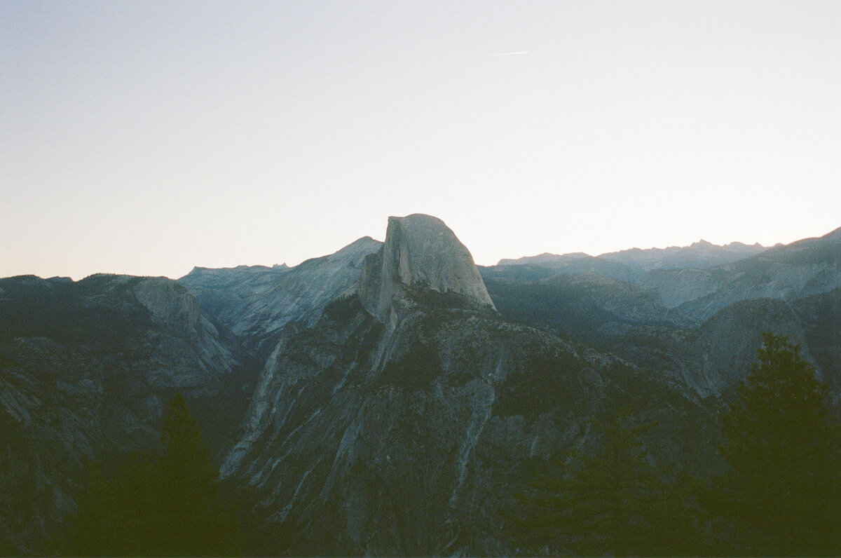 Photo of Half Dome right before sunrise