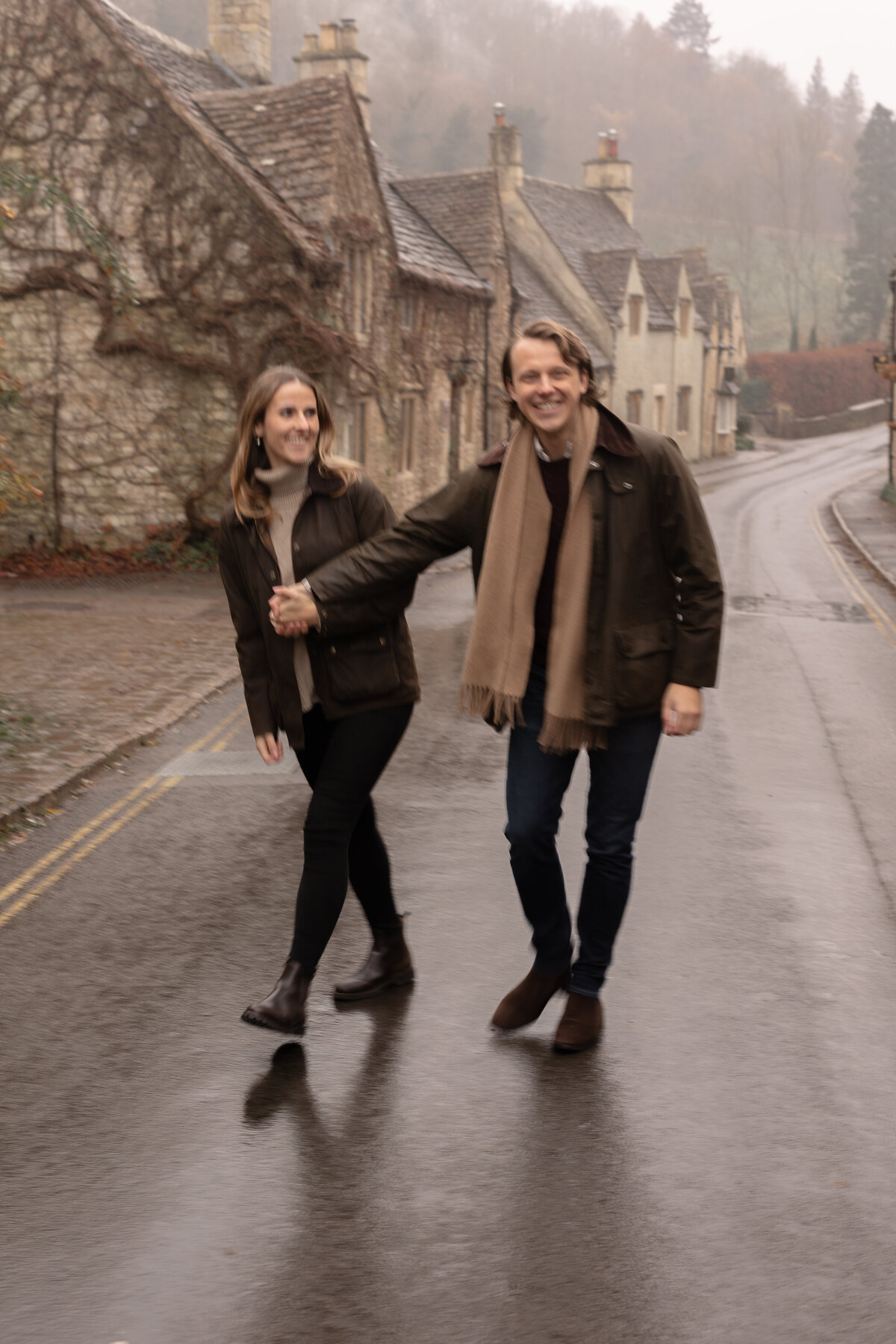 Engagement portraits in Castle Combe, Cotswolds