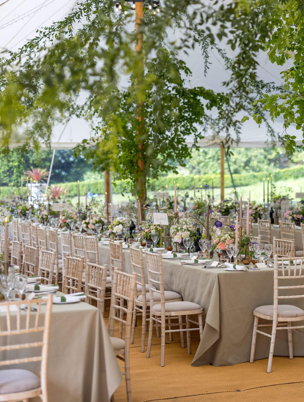 marquee with hanging greenery