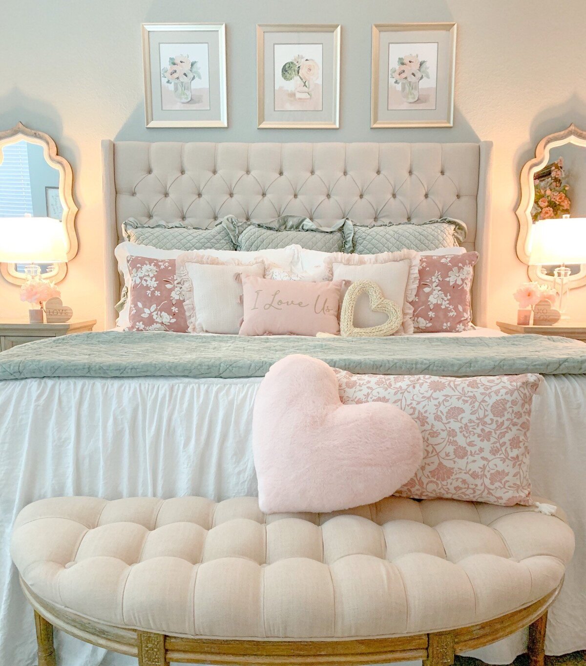 Romantic blush valentine bedroom