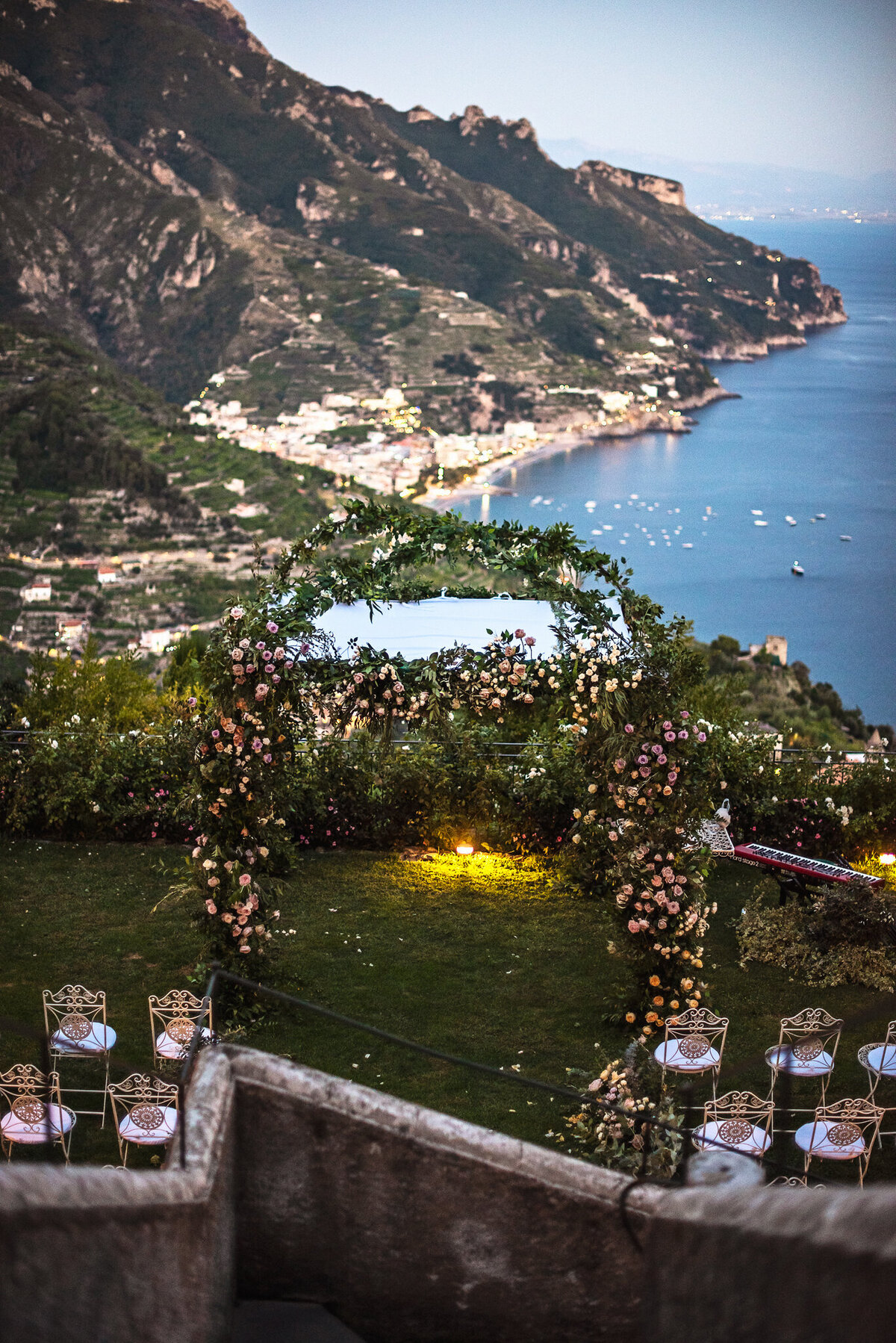 Epic view to Amalfi coast from wedding venue Hotel Caruso