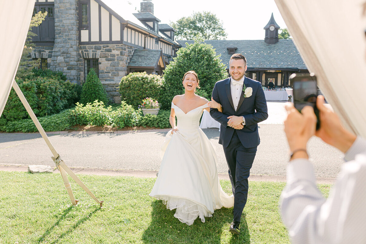 wedding-couple-tented-reception-introduction-rowayton-ct