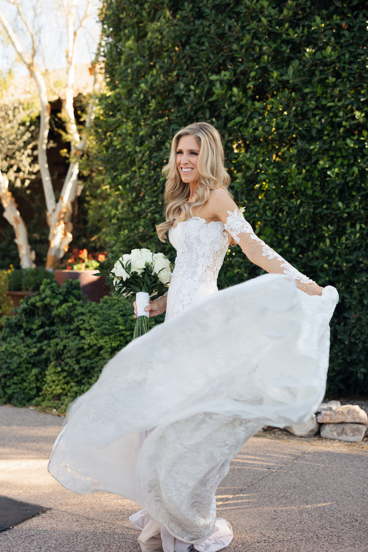 Bride swinging wedding dress 