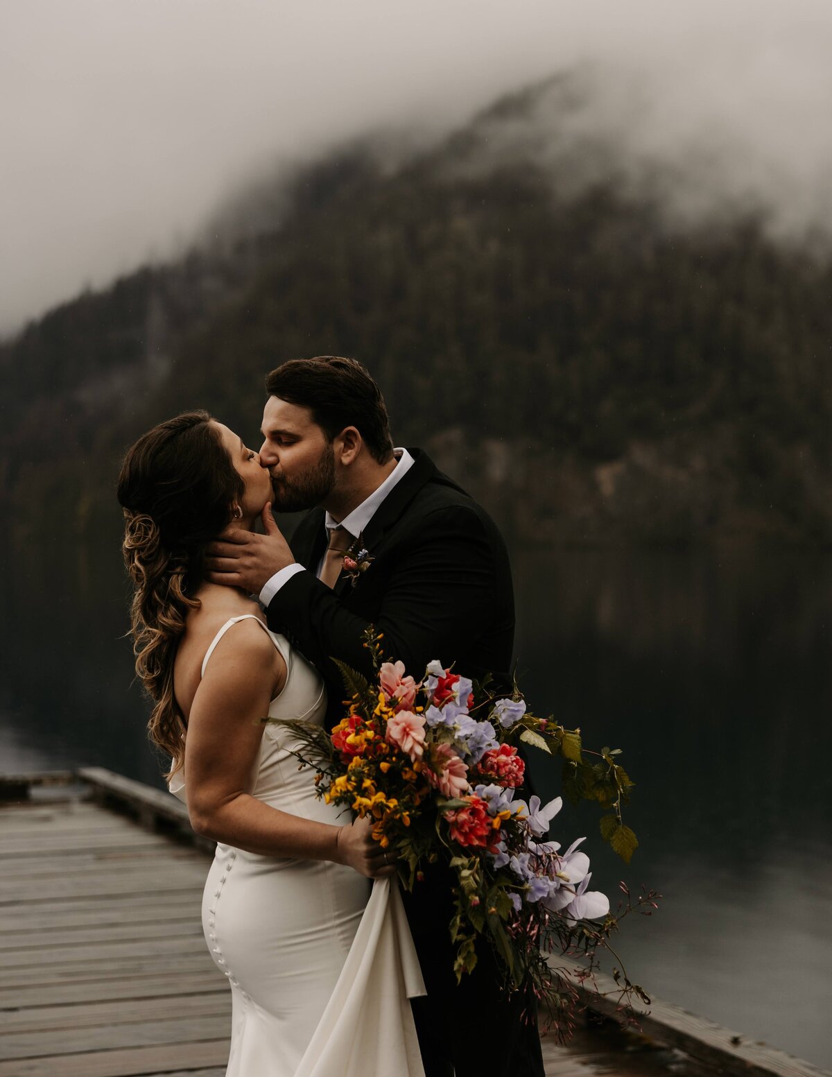 hiking elopement to Lake Louise in Banff by banff elopement photographer danielle boulger photographer