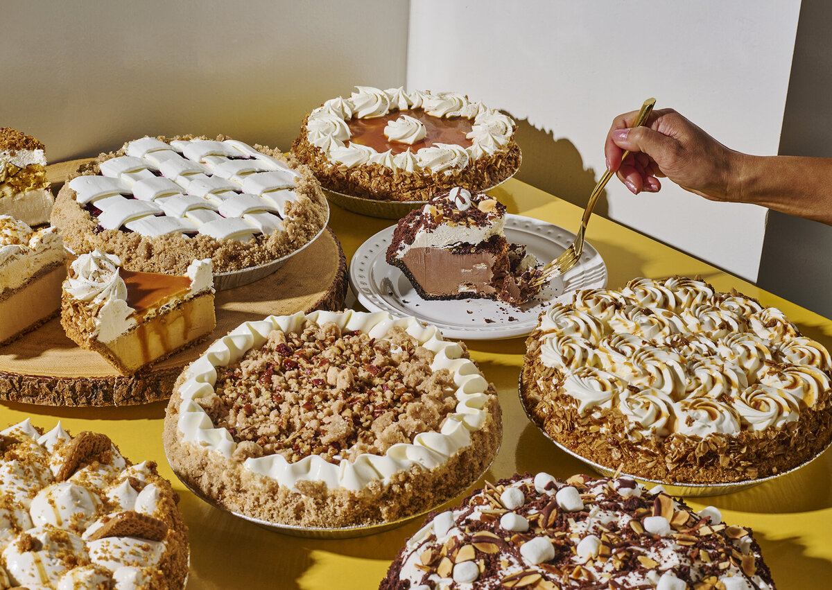 magpies soft serve holiday pie table spread