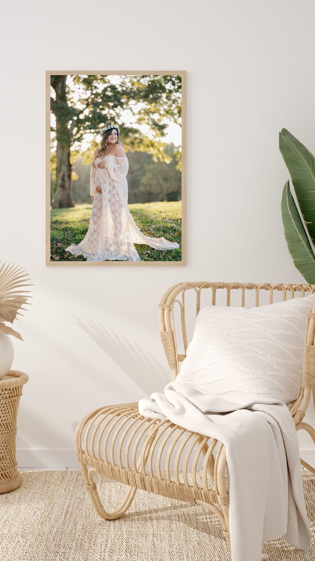 Beautiful expecting mother smiles at her loving husband at their maternity photo session