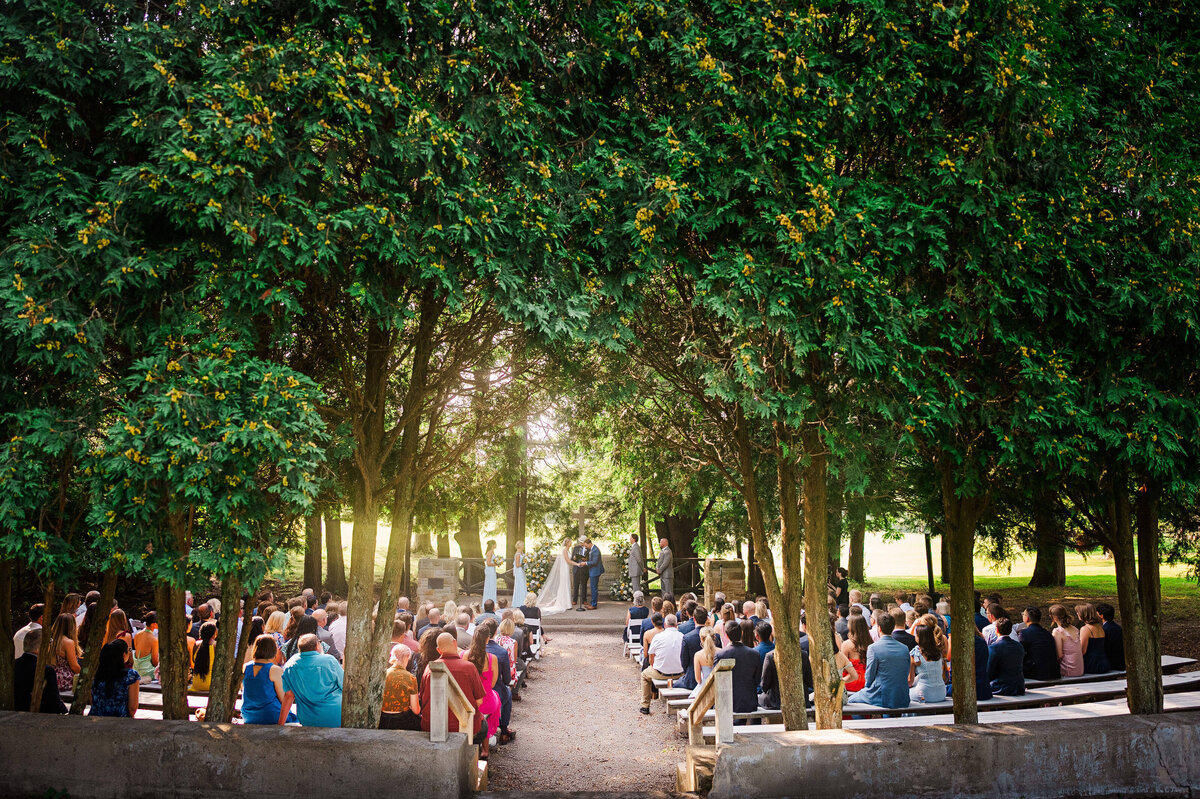 camp kon-o-kwee fombell pennsylvania wedding ceremony outdoors
