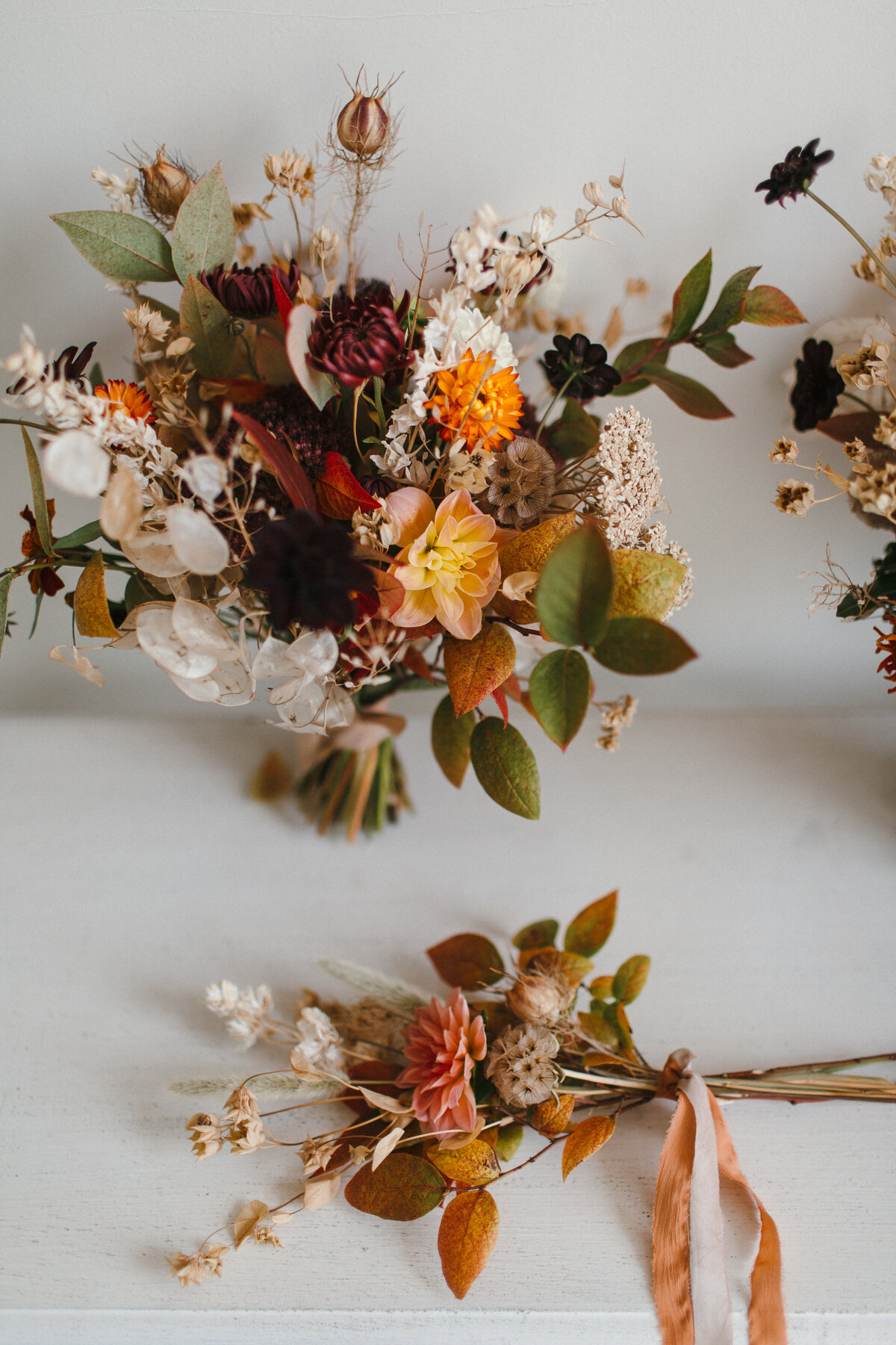Autumnal colour palette for bridal flowers at Pynes House in Devon