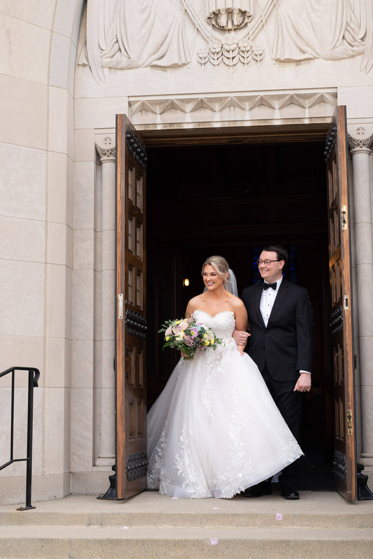 classic-wedding-catholic-church-exit-1