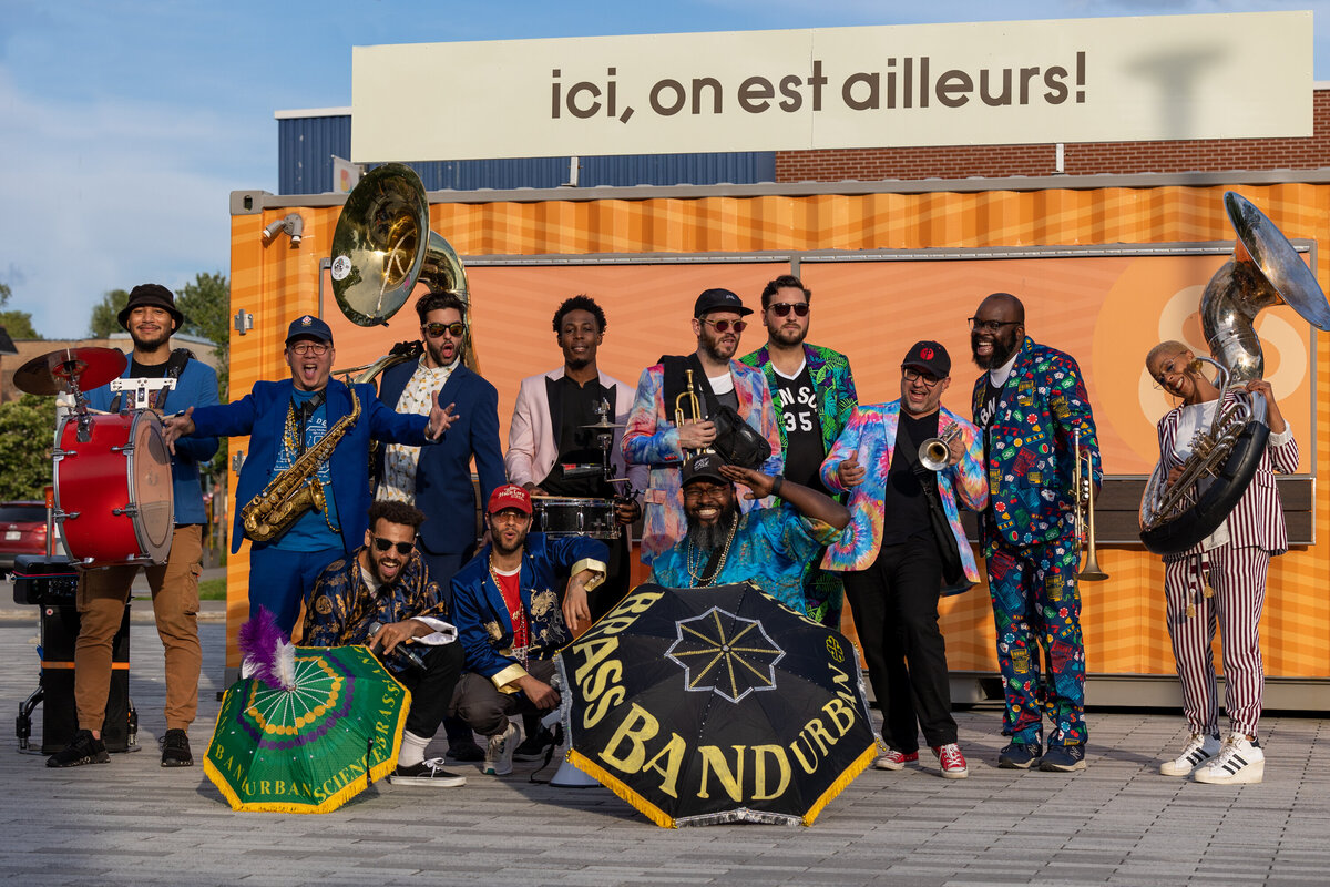 Group picture of the Urban Science Brass Band Ville St Laurent