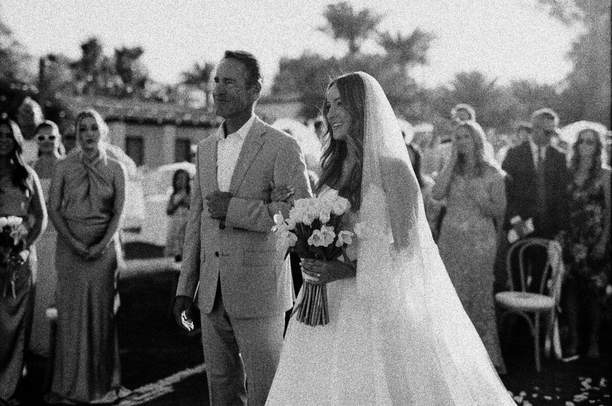 father giving bride away black and white 35mmfilm