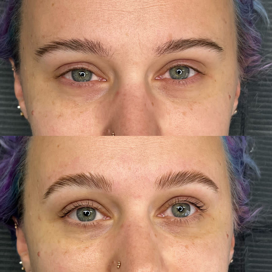 before and after of lash lift and tint servivce