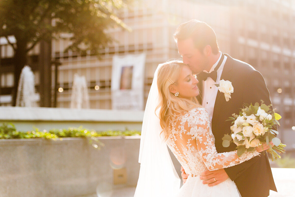 bride and groom in the sunshine
