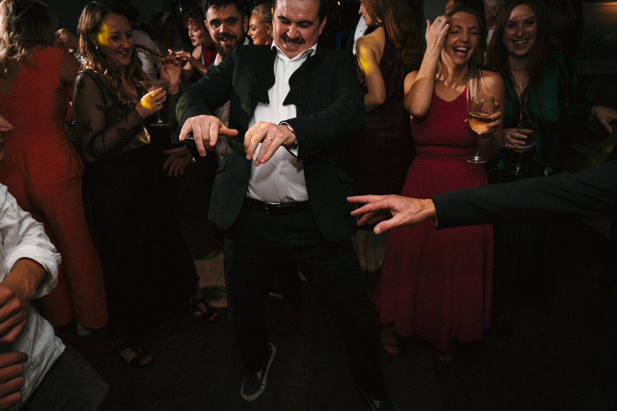 Dancefloor action shots at wedding in Devon