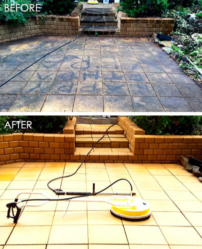 Before and after residential concrete pavers sealing