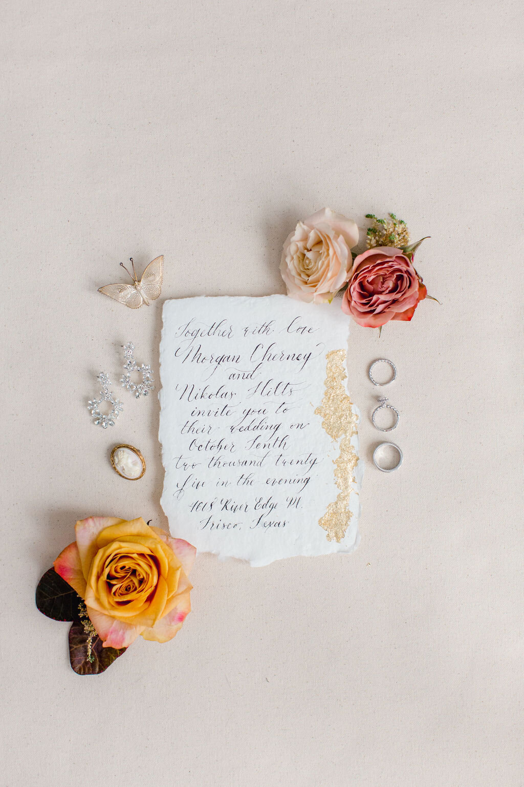 Wedding Details at Intimate Fort Worth Wedding with Garden Style Florals by Vella Nest Floral Designs