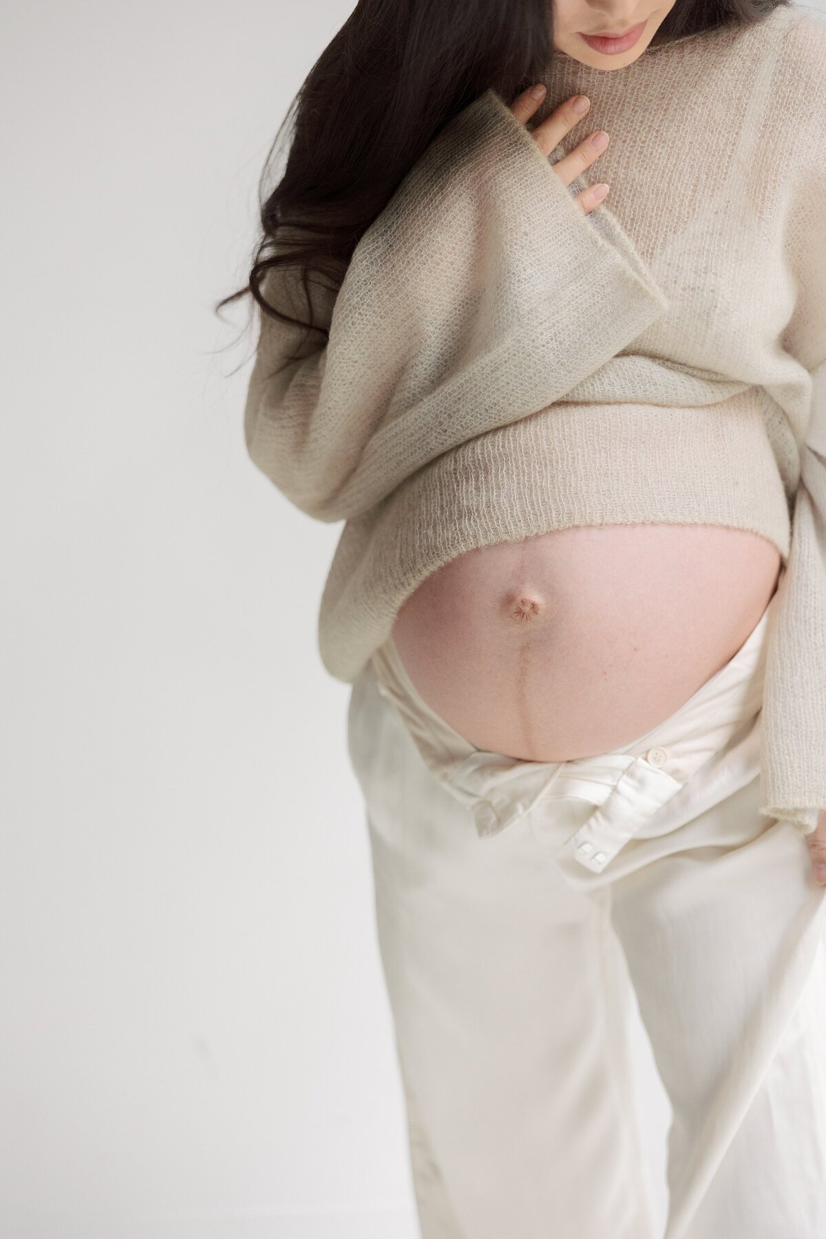 NYC editorial maternity portraits in studio.