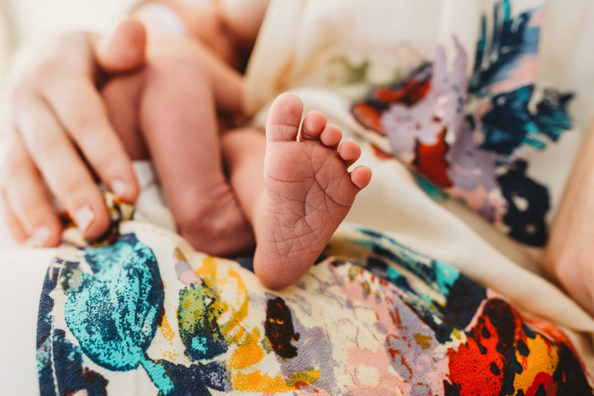 close up baby foot