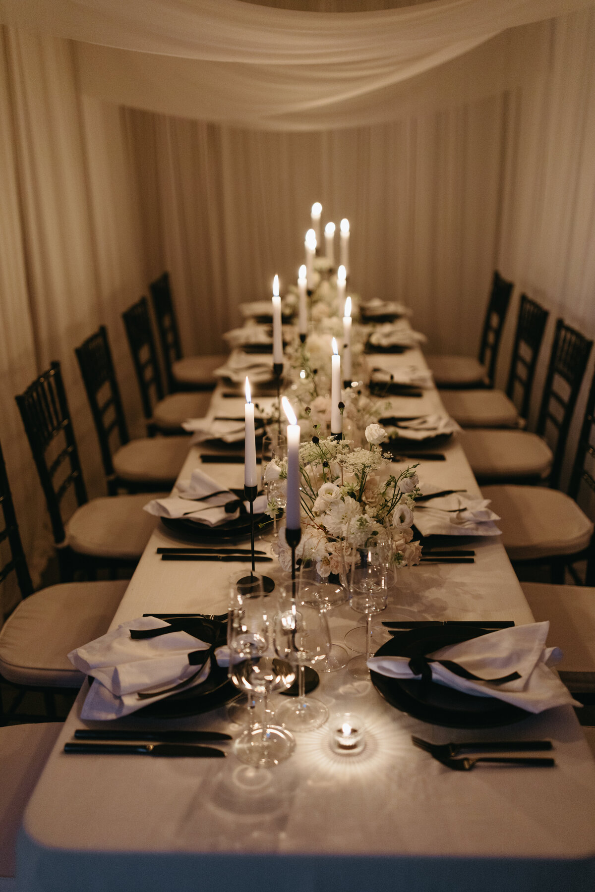 Sibley Events and Design - Candlelit dinner with draping