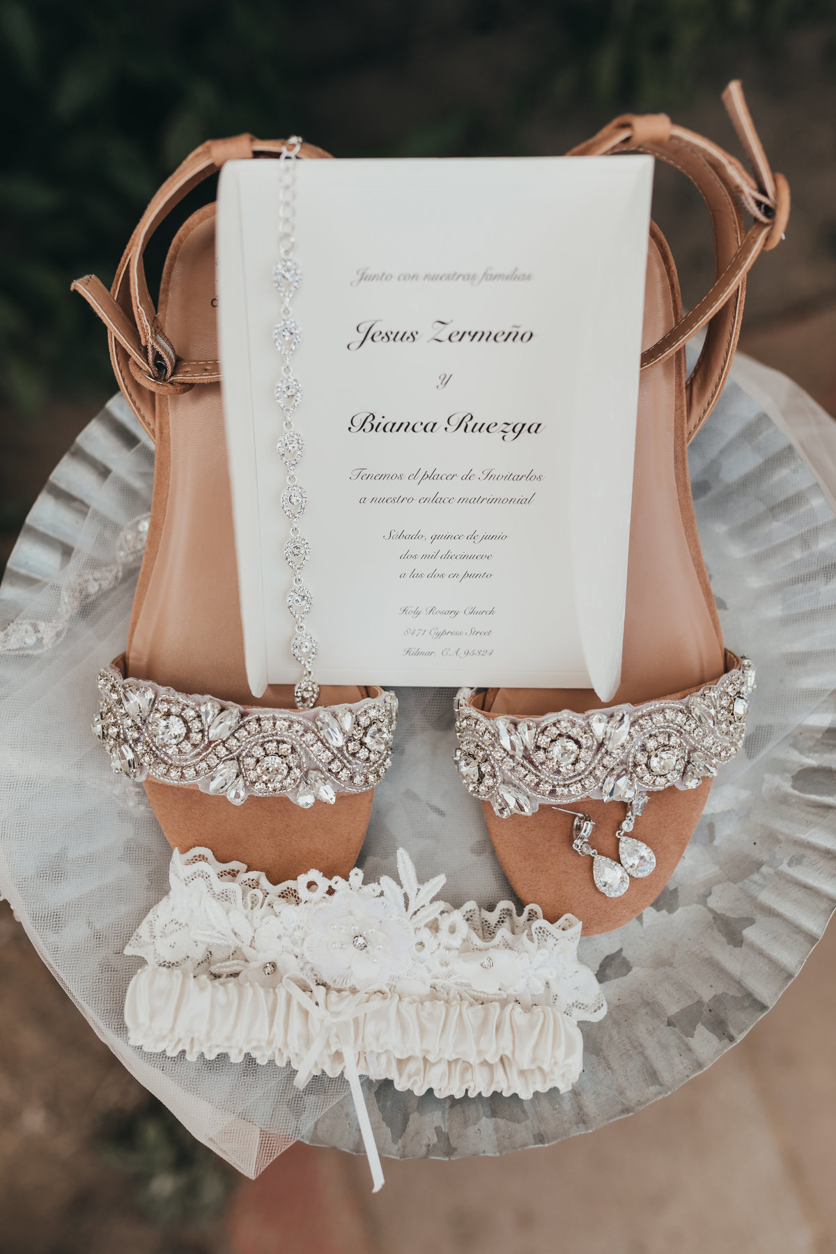 Modesto wedding photographer wedding shoes wedding invitation garter wedding photography bride groom details