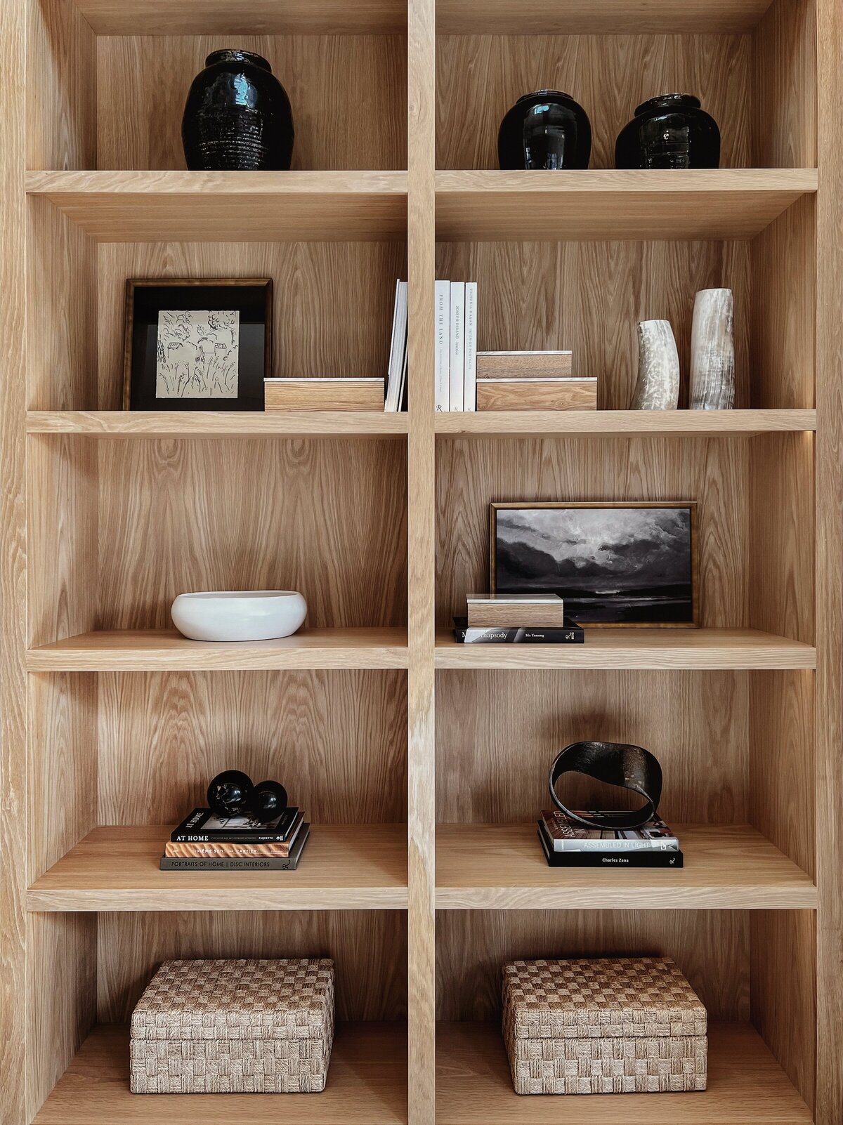 Wood bookcase styling
