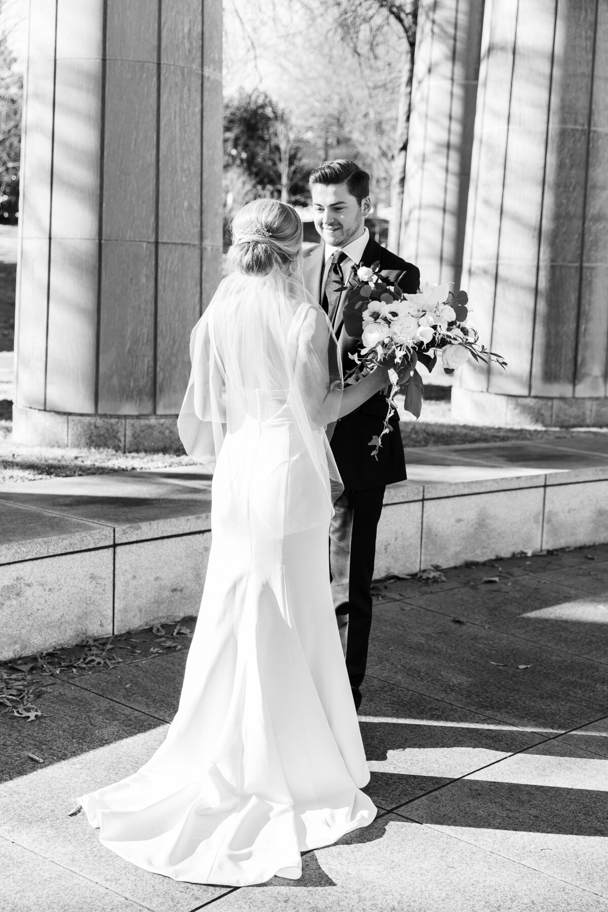 Bride and groom at wedding at  Tennessee State Museum