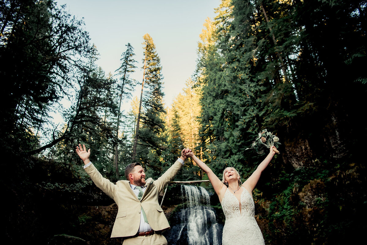 happy bride and groom