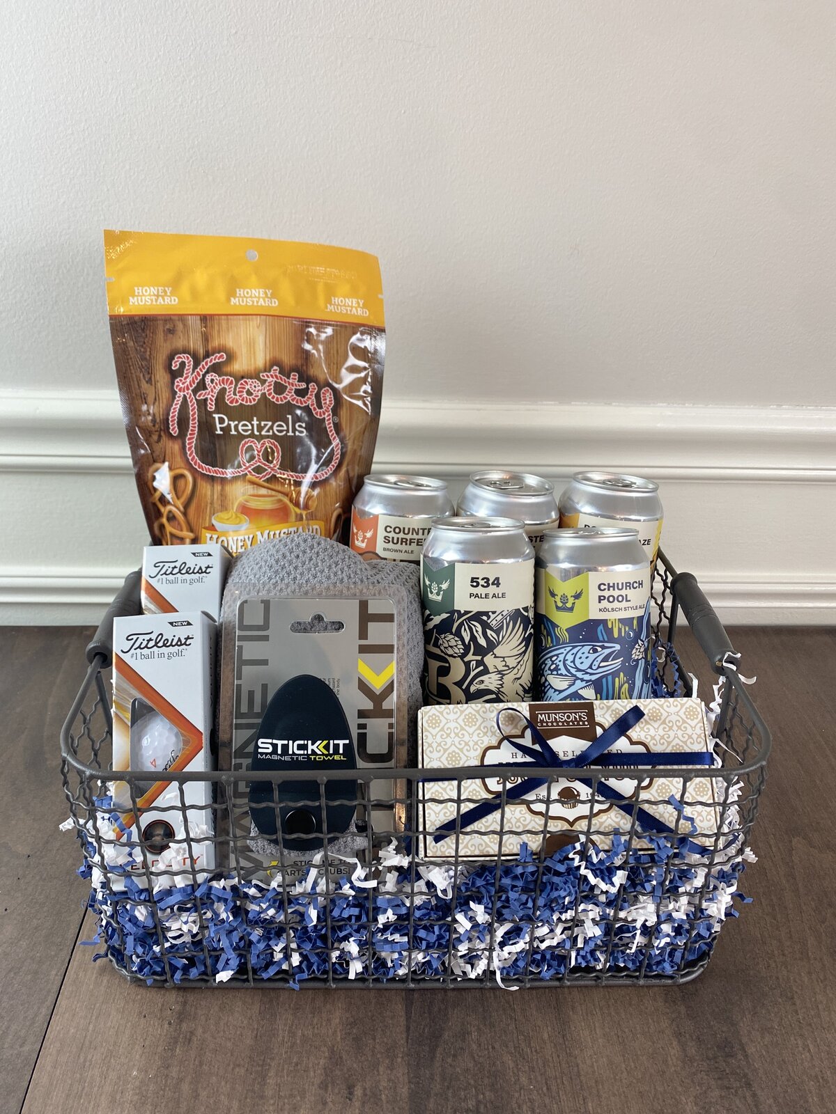 Valentines Day Gift Idea for Him with Beer, snacks, socks and golf