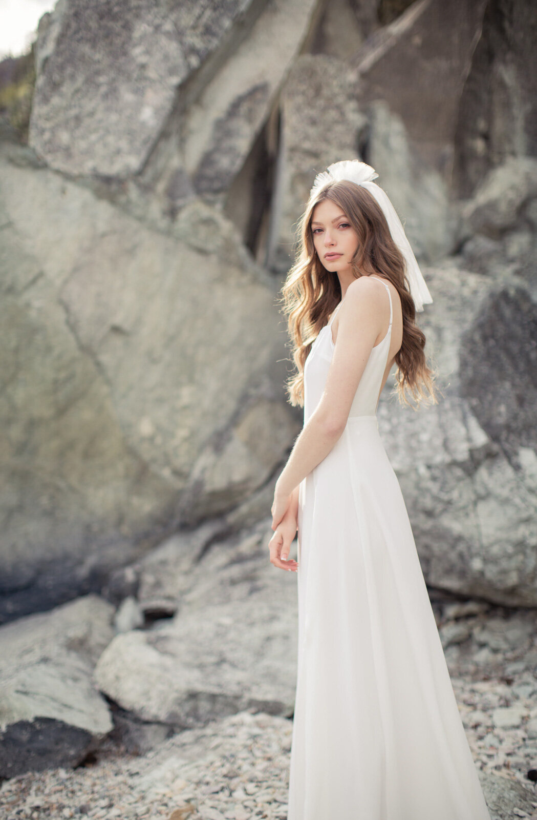 Classic and simple A Line wedding dress By Catalfo, elegant wedding fashion based in Kelowna. Featured on the Brontë Bride Vendor Guide.