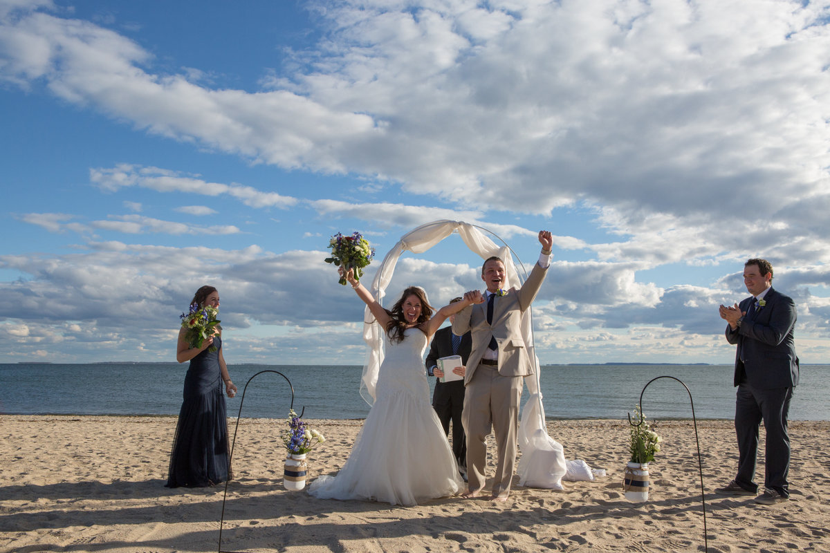 CT Wedding photography  of wedding party on the beach