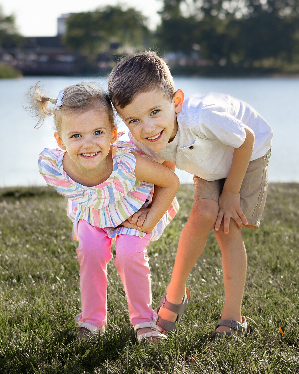 Brother and Sister Playing