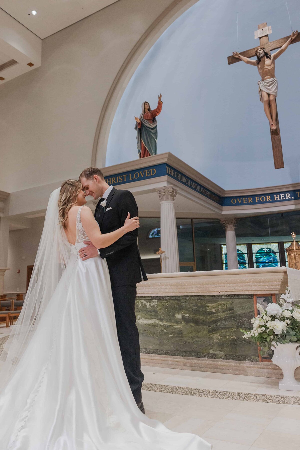 Bride and Groom in front of St Joseph’s Church, Jacksonville Wedding Photographer