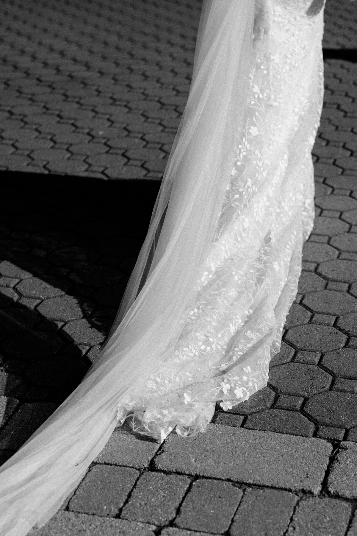 black-and-white-wedding-dress-detail-shot