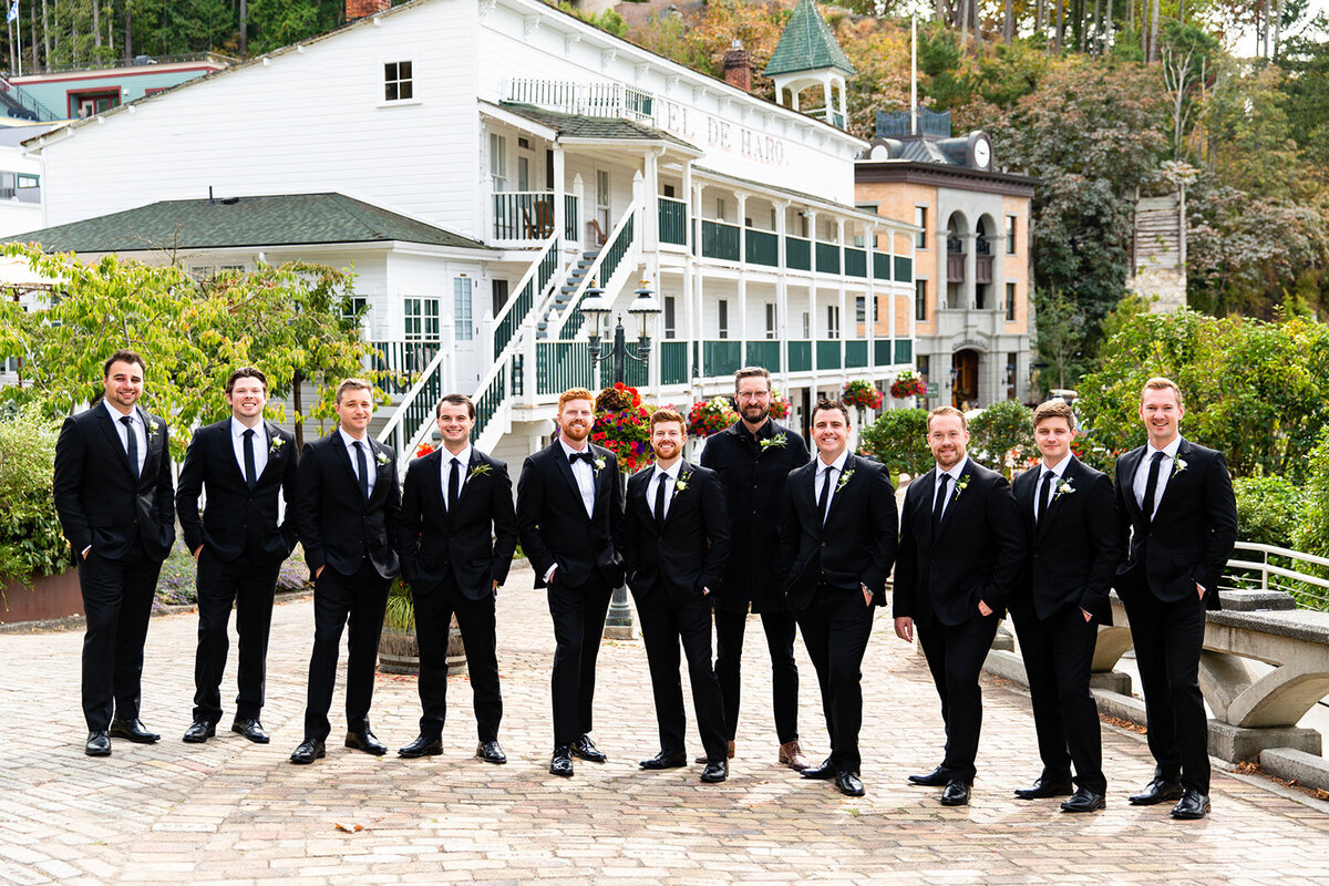 Groomsmen and Groom at Roche Harbor San Juan Island