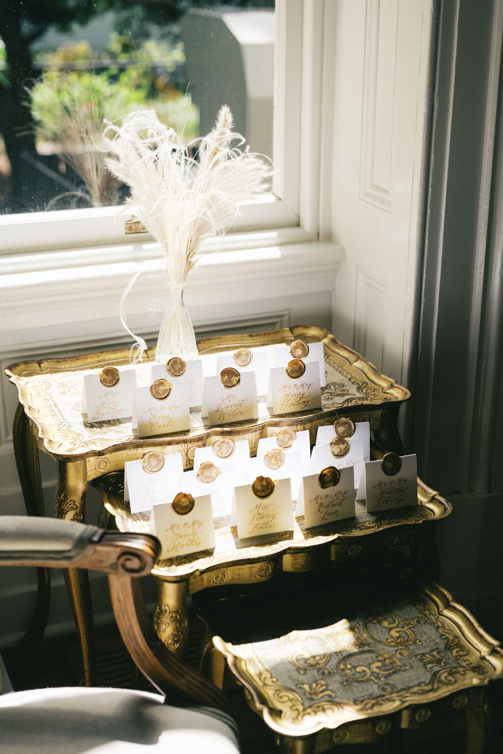 Romantic sophisticated wax seal calligraphy escort cards _Heights House Fall Wedding_Katie Stoltz_Photography