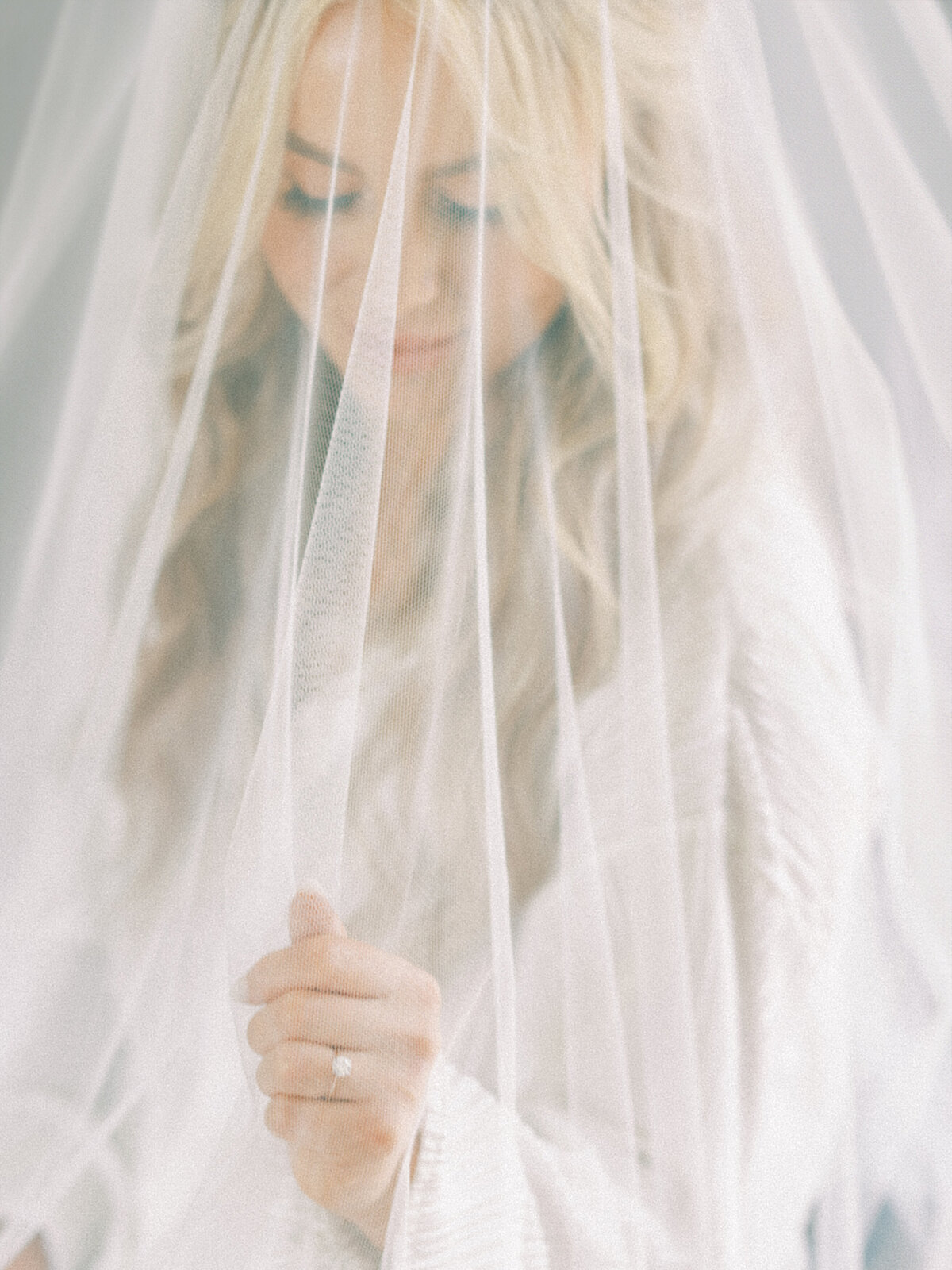 bridal portrait of bride under her veil