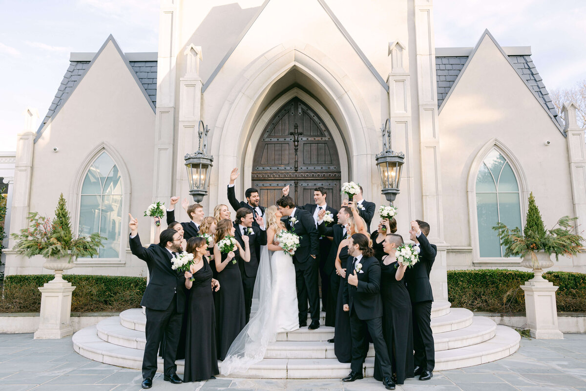 wedding party in all black at new jersey wedding