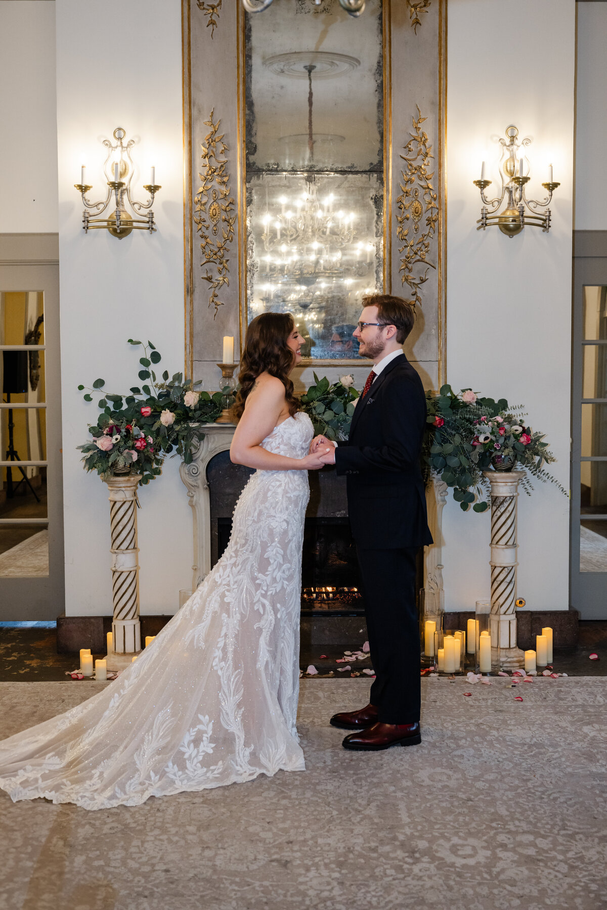 wedding portraits bride and groom the ruins seattle venue ballroom