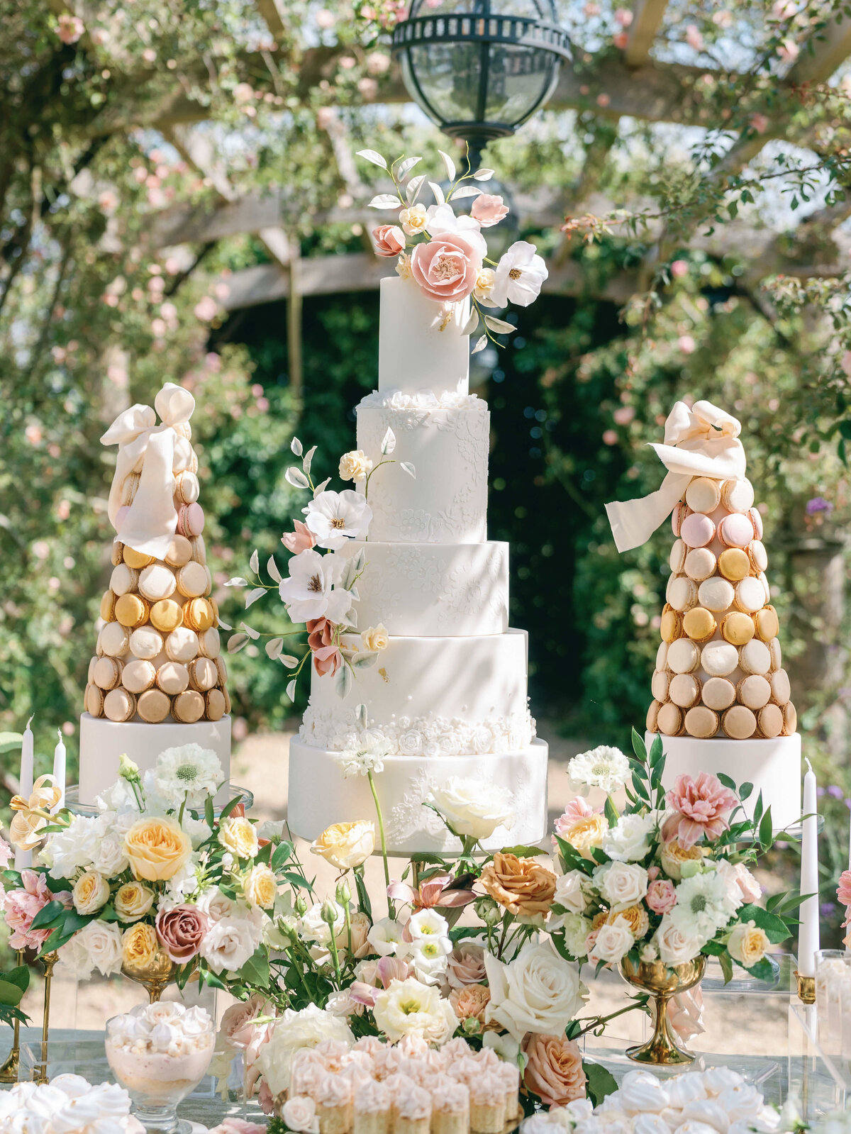 Five tier wedding cake for a luxury wedding at Euridge Manor
