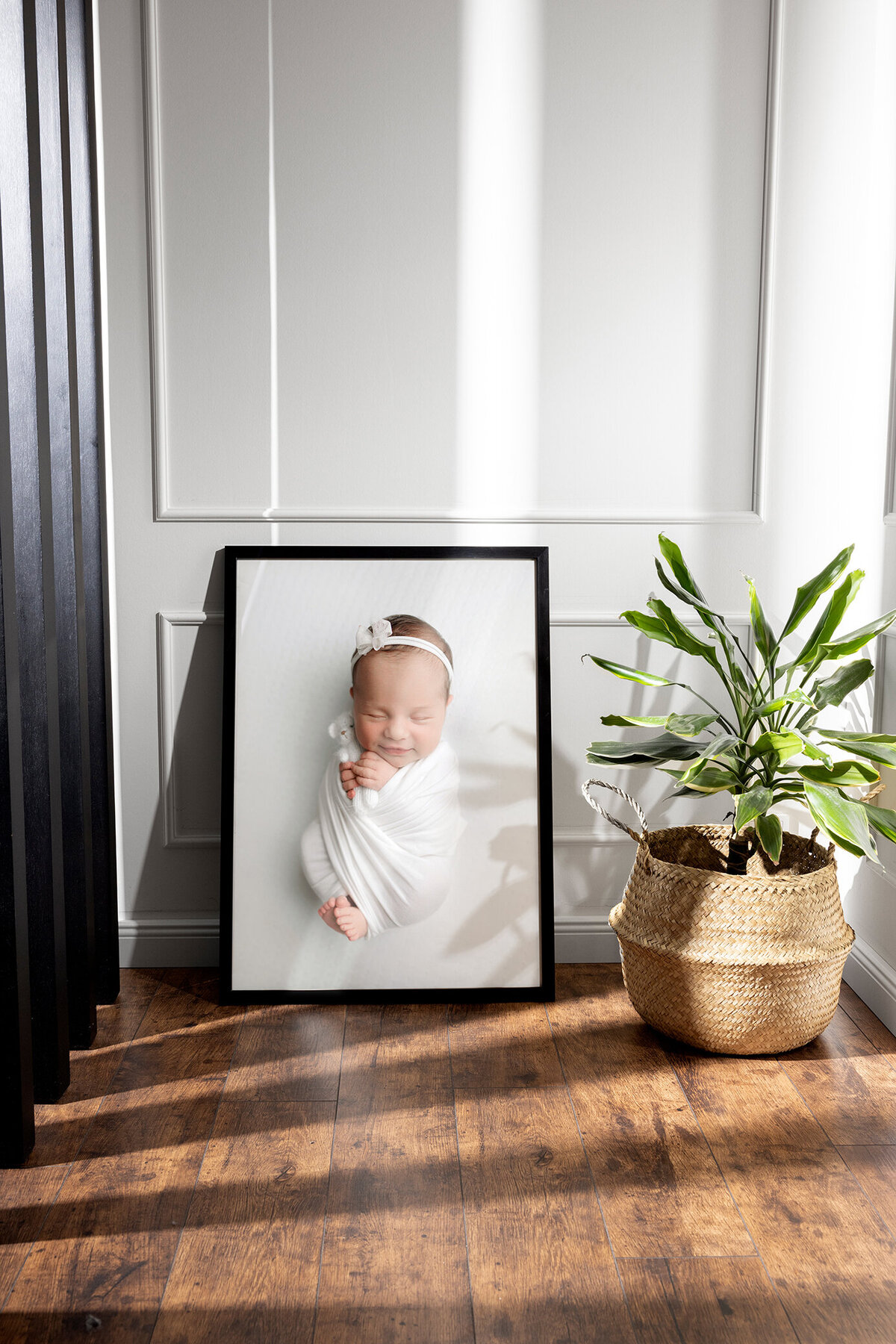 newborn-in-dark-photo-frame-plant-arrangement-1