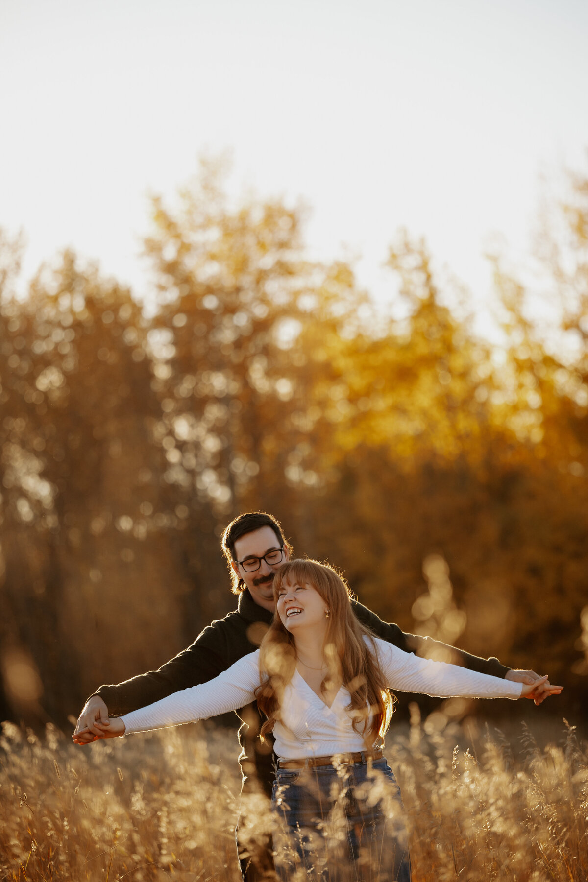 Alberta fall outdoor engagement photo of couple