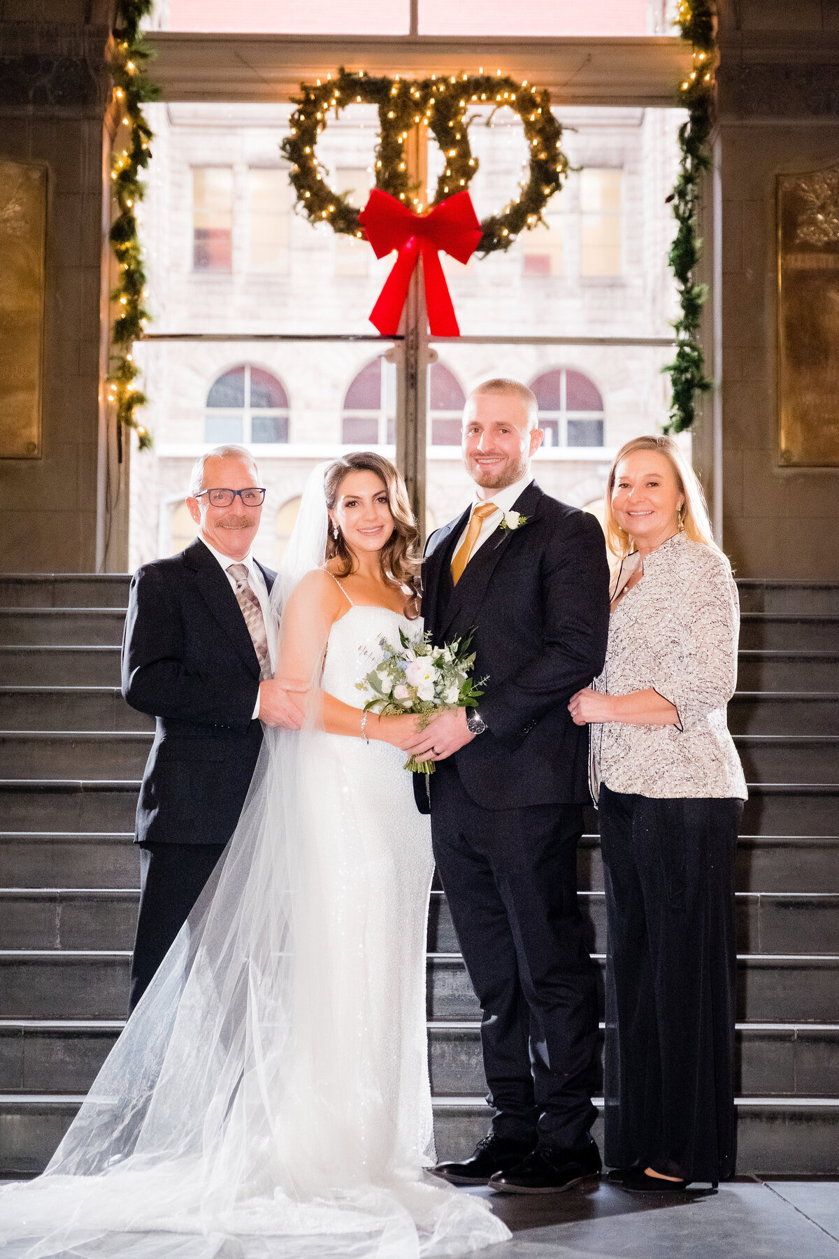 family photo during winter ceremony