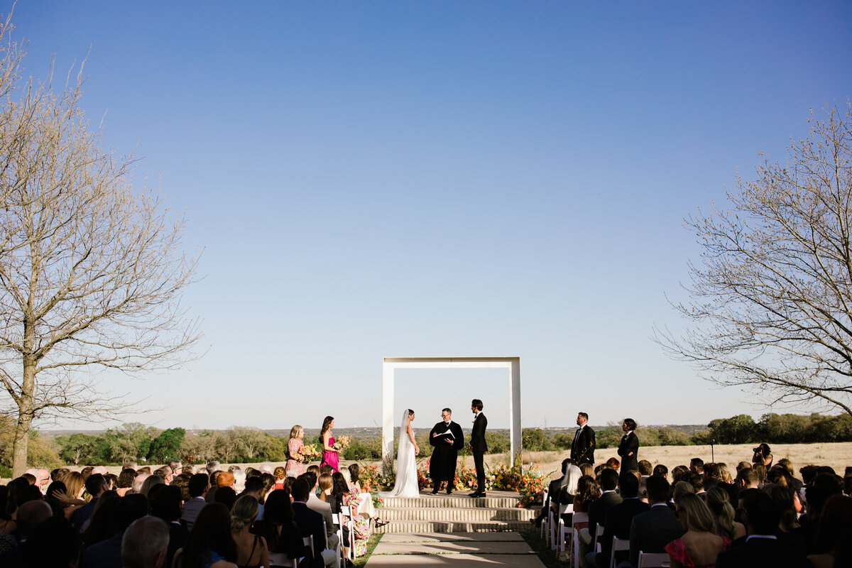 Outdoor wedding ceremony at Prospect House, Austin