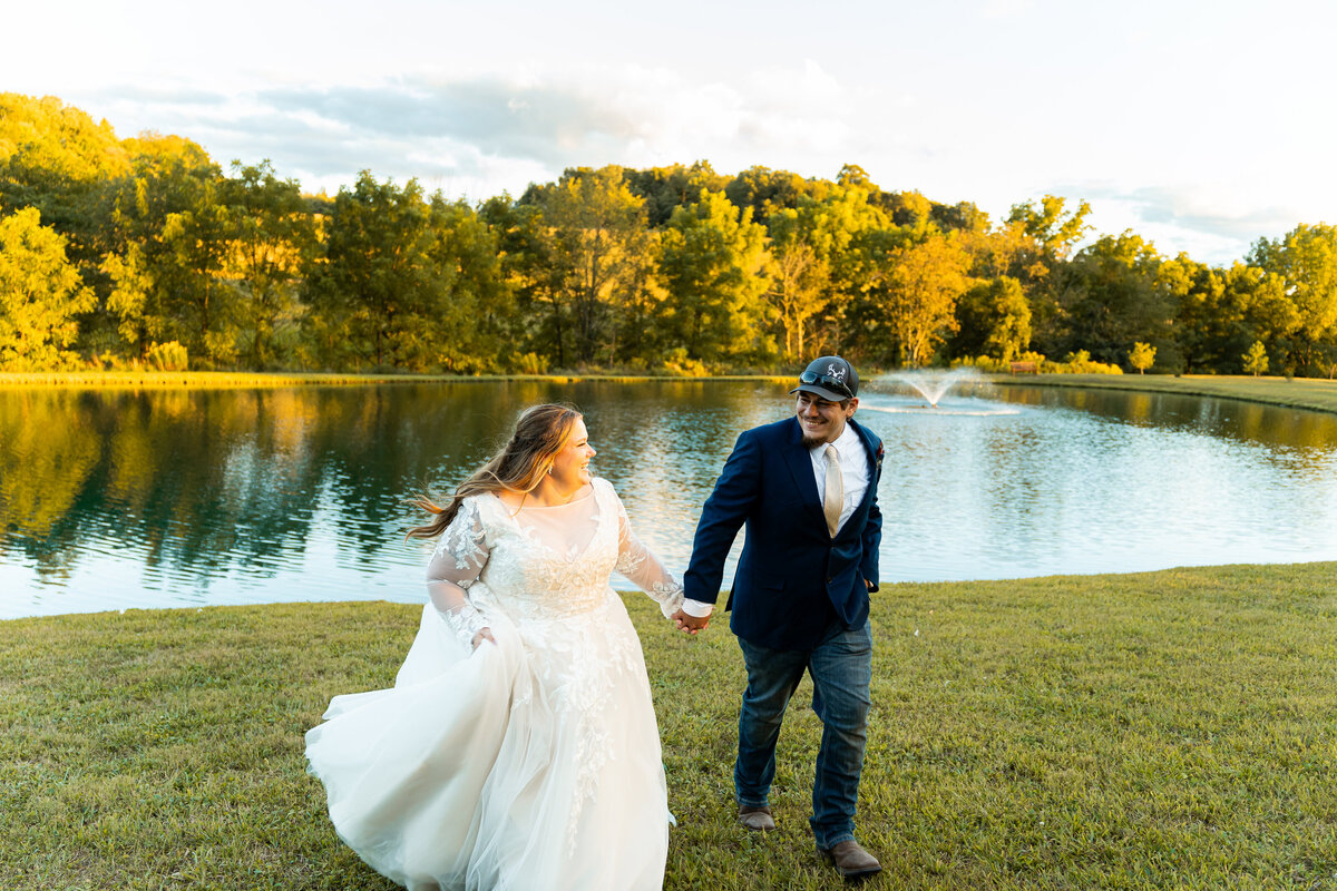 candid moment during golden hour at Honey Pine Event Center