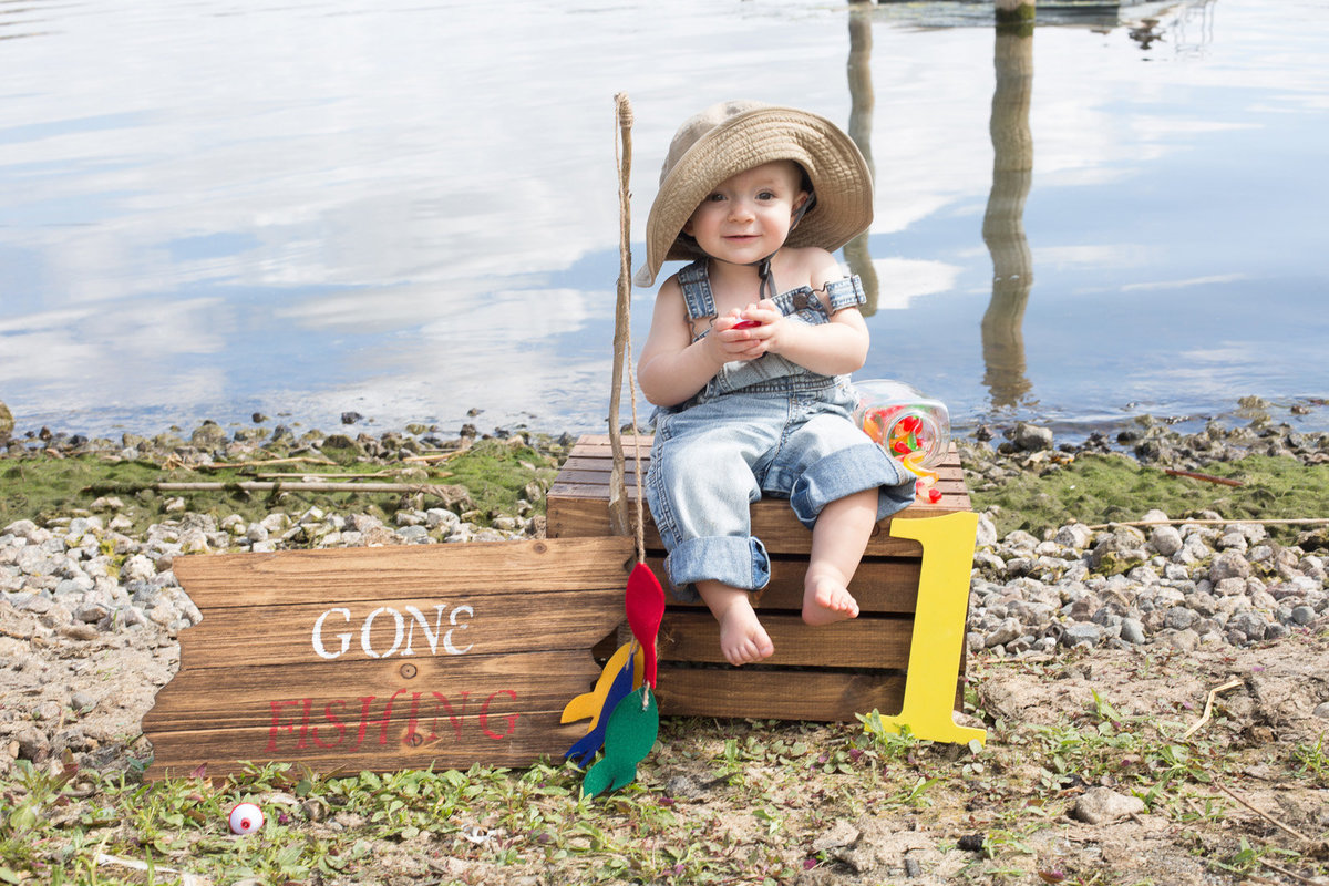 little boy portrait with fishing pole