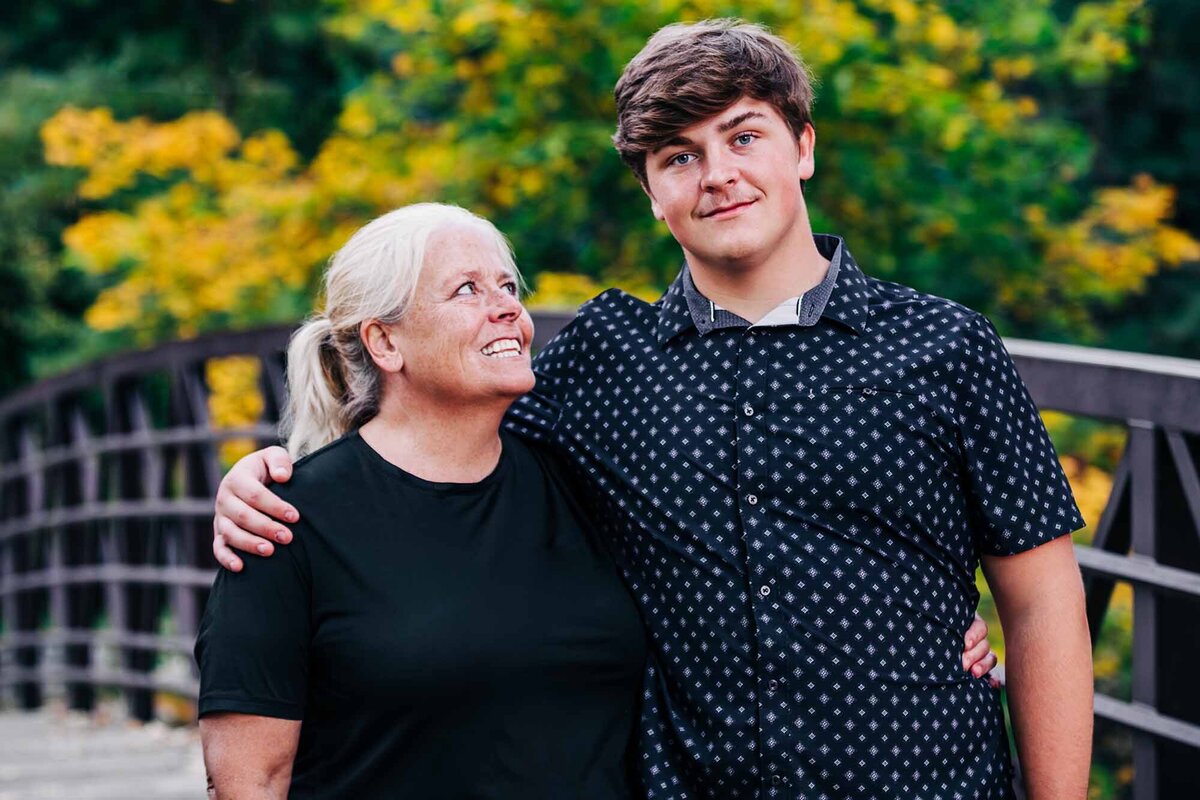 Missoula senior boy with his mother at Greenough Park, Missoula