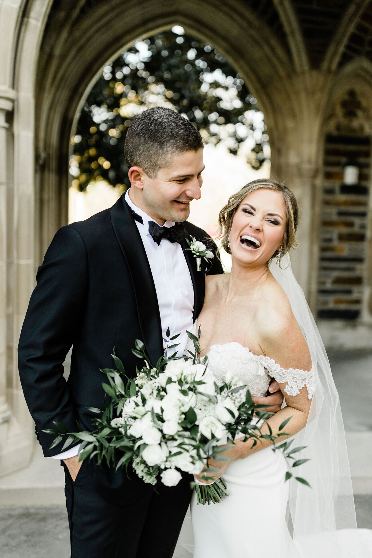Using the amazing architecture of  Duke Chapel to frame these two gorgeous newlyweds, makes this photo one of our favorites.