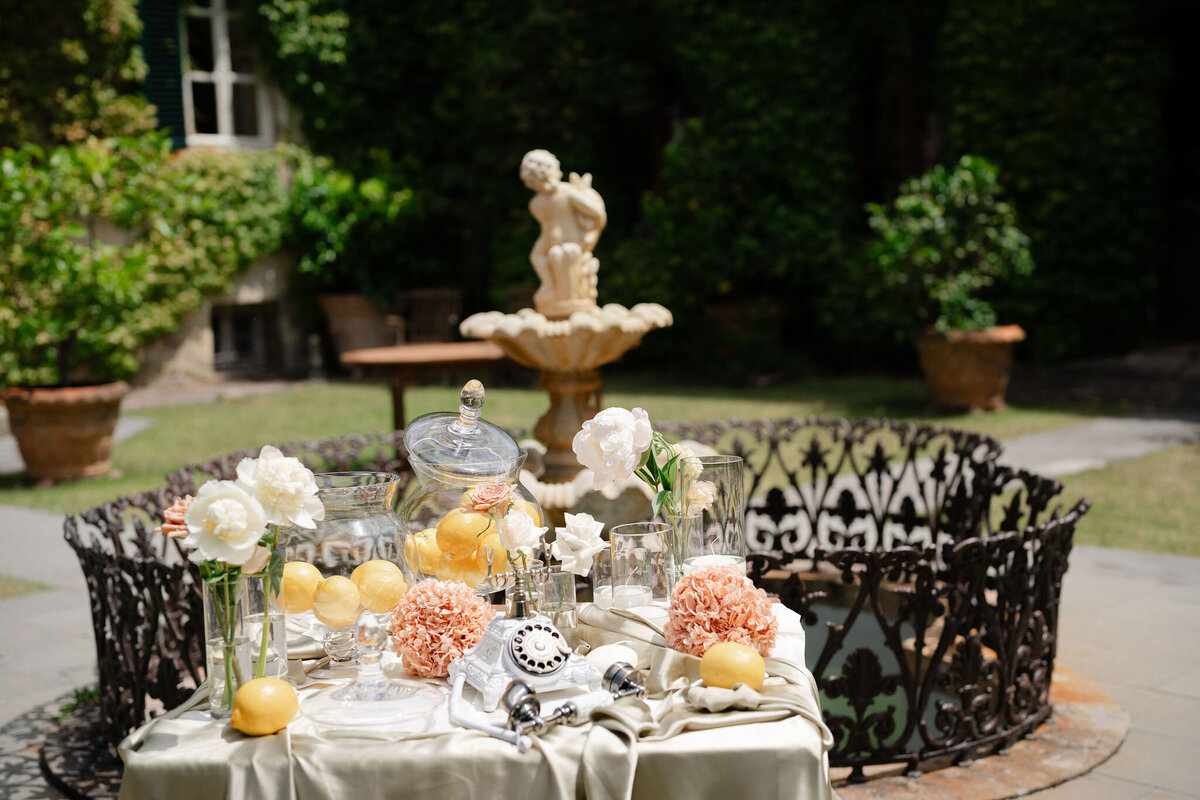 Wedding venue in Tuscany guest phone book display by Posh Event Venues